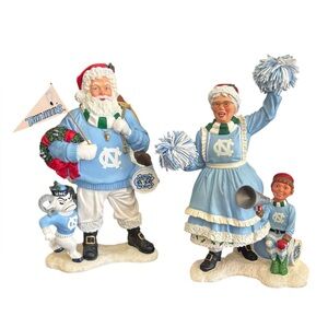 Danbury Mint North Carolina Tar Heels NCAA Christmas Santa Mrs Claus Mascot